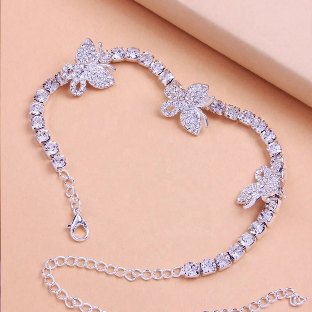 Beautiful butterfly anklet silver